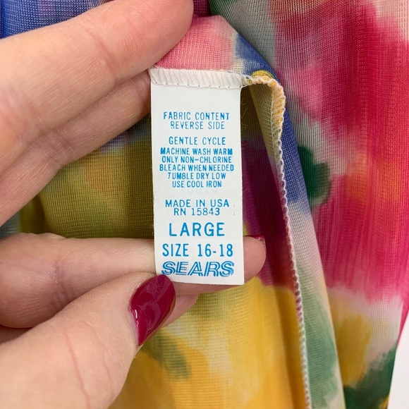 Vintage Inner Most Bright Floral Sheer Duster Robe Sears Sz L - Picture 7 of 9